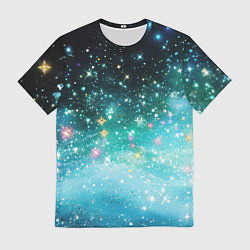 Мужская футболка Бирюзовые блестки фон