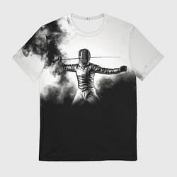 Футболка мужская Фехтовальщик в черном дыму, цвет: 3D-принт