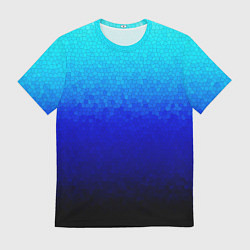 Футболка мужская Градиент мозаика из голубого в чёрный, цвет: 3D-принт