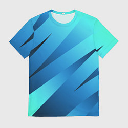 Футболка мужская Сине-голубой абстрактные полосы, цвет: 3D-принт