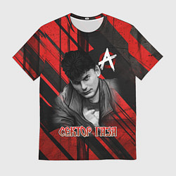 Футболка мужская Сектор Газа красно-черный фон, цвет: 3D-принт