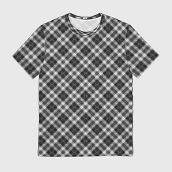 Мужская футболка Косая черно белая клетка