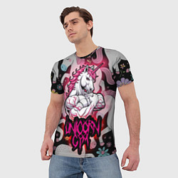 Футболка мужская Единорог gym, цвет: 3D-принт — фото 2