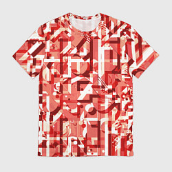 Футболка мужская Красно-белый объёмный эффект, цвет: 3D-принт