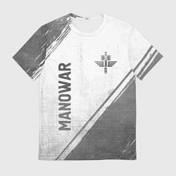 Мужская футболка Manowar - white gradient вертикально