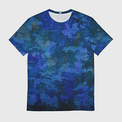 Мужская футболка Абстракция - blue uniform camouflage