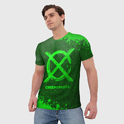 Футболка мужская CreepyPasta - green gradient, цвет: 3D-принт — фото 2