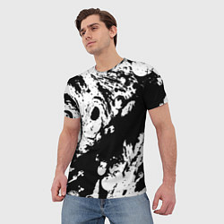 Футболка мужская Чёрный с белой абстракцией, цвет: 3D-принт — фото 2
