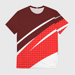 Мужская футболка Красно-белый абстрактный с полосами