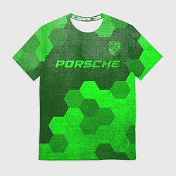 Футболка мужская Porsche - green gradient посередине, цвет: 3D-принт