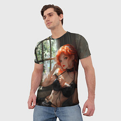 Футболка мужская Рыжая девушка у окна, цвет: 3D-принт — фото 2