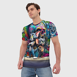 Футболка мужская Том и Джерри - панк не умер, цвет: 3D-принт — фото 2