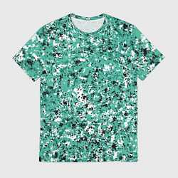 Мужская футболка Бирюзовый с чёрно-белыми пятнами