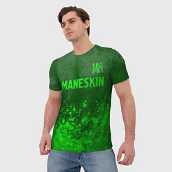 Футболка мужская Maneskin - green gradient посередине, цвет: 3D-принт — фото 2