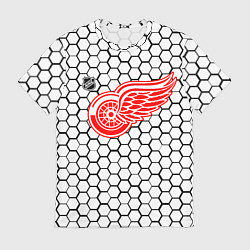 Мужская футболка Детройт Ред Уингз - белые соты