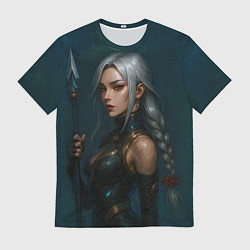 Футболка мужская Девушка с копьем китайский стиль, цвет: 3D-принт