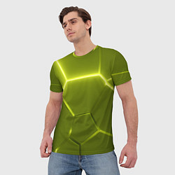 Футболка мужская Салатовые плиты с неоном, цвет: 3D-принт — фото 2