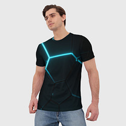 Футболка мужская Синие плиты с неоном, цвет: 3D-принт — фото 2