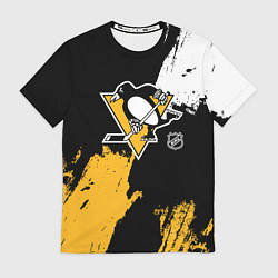 Мужская футболка Питтсбург Пингвинз - брызги
