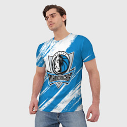 Футболка мужская Даллас Маверикс - белый и синий, цвет: 3D-принт — фото 2