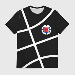 Футболка мужская Клипперс - текстура черного мяча, цвет: 3D-принт
