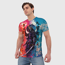 Футболка мужская Призрачный самурай - краски, цвет: 3D-принт — фото 2