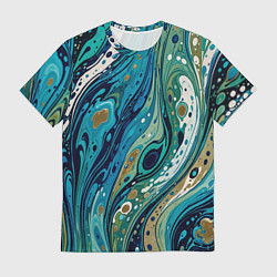 Мужская футболка Сине-зеленый абстрактный узор