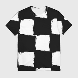 Футболка мужская Черные квадраты в виде шахматной доски, цвет: 3D-принт