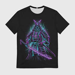 Футболка мужская Неоновый электросамурай, цвет: 3D-принт