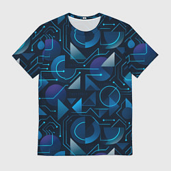 Футболка мужская Футуристическая сине-фиолетовая абстракция с хакер, цвет: 3D-принт