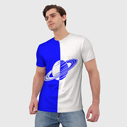 Футболка мужская Сатурн сине-белый, цвет: 3D-принт — фото 2