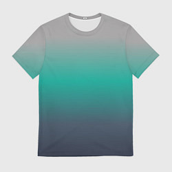 Футболка мужская Градиент серо-зеленый, цвет: 3D-принт
