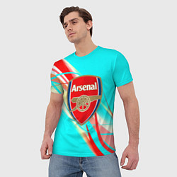 Футболка мужская Arsenal stripes, цвет: 3D-принт — фото 2