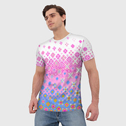 Футболка мужская Розово-голубой узор, цвет: 3D-принт — фото 2