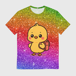 Футболка мужская Цыпленок школьник с рюкзаком, цвет: 3D-принт