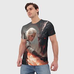 Футболка мужская Цири сражается с монстром, цвет: 3D-принт — фото 2