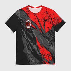 Футболка мужская Фк Милан - черный и красный, цвет: 3D-принт