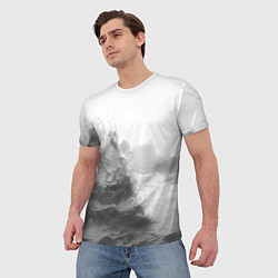 Футболка мужская Абстракция серые волны, цвет: 3D-принт — фото 2