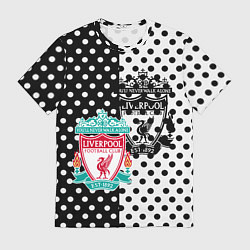 Футболка мужская Liverpool черно белые точки, цвет: 3D-принт
