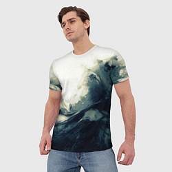 Футболка мужская Чёрно-синие абстрактные краски, цвет: 3D-принт — фото 2