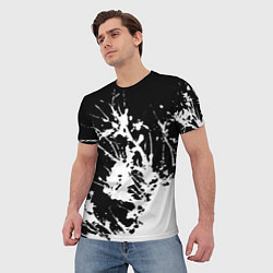 Футболка мужская Взрывная белая краска на чёрном, цвет: 3D-принт — фото 2
