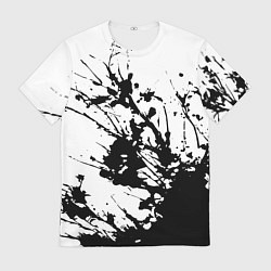 Мужская футболка Чёрная взрывная краска на белом