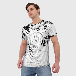 Футболка мужская Borussia черно белые краски, цвет: 3D-принт — фото 2