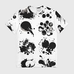Мужская футболка Чёрно-белые кляксы - абстракция