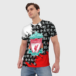Футболка мужская Ливерпуль китайские символы краски, цвет: 3D-принт — фото 2