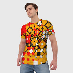 Футболка мужская Красно-желтая геометрическая абстракция, цвет: 3D-принт — фото 2