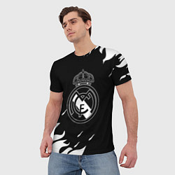 Футболка мужская Реал Мадрид белый огонь, цвет: 3D-принт — фото 2