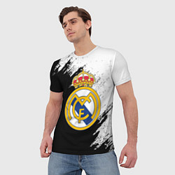 Футболка мужская Real Madrid текстура штрихи, цвет: 3D-принт — фото 2