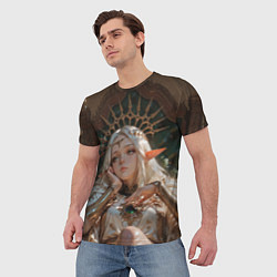 Футболка мужская Беловолосая королева эльфов на троне, цвет: 3D-принт — фото 2