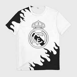 Футболка мужская Реал Мадрид черный огонь, цвет: 3D-принт